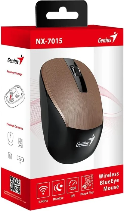 Genius NX-7015 V2 Wireless BluEye Mouse Rosy Brown braun/schwarz, USB