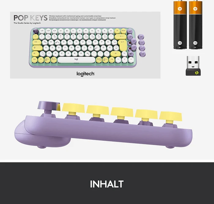 Logitech POP Keys Wireless Mechanical Keyboard, Logi Bolt, Daydream, TTC BROWN, USB/Bluetooth, DE