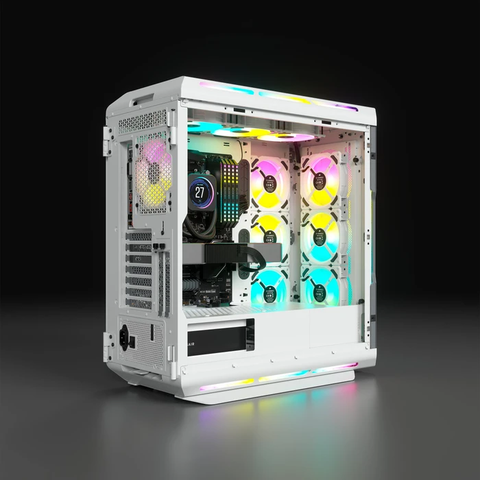 Corsair iCue 5000T RGB TG, weiß, Glasfenster
