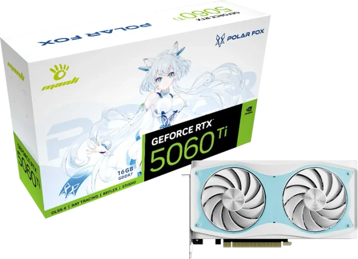 Manli Polar Fox GeForce RTX 5060 Ti OC, 16GB GDDR7, HDMI, 3x DP