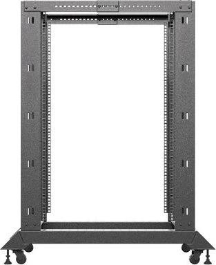 Lanberg Open Rack Series 19" Open Frame Rack 22HE, 4-Pfosten, mit Rollen, Flat Pack, tiefenverstellbar, 550-790mm, RAL 9004, 1000mm tief