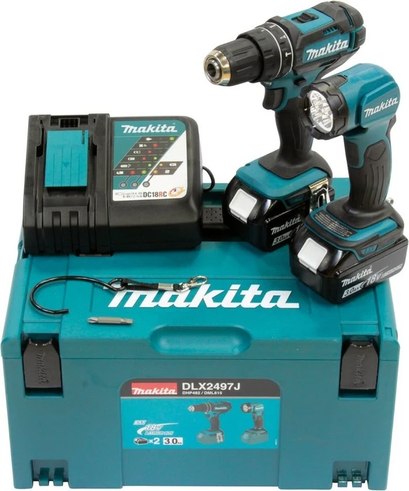 Makita DLX2497J Combo Kit Akku-Maschinenset inkl. MAKPAC + 2 Akkus 3.0Ah