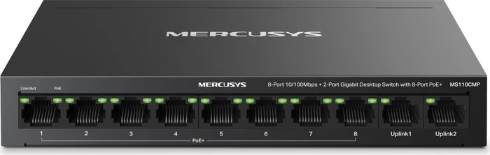 Mercusys Desktop Switch, 10x RJ-45, 111W PoE+