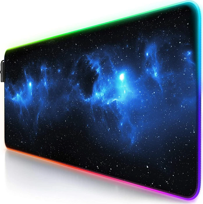 Titanwolf Stars #1 RGB XXL Gaming-Mauspad, 800x300mm, schwarz/blau