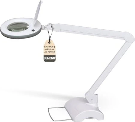 Lumeno LED Lupenleuchte 7213, 3 Dioptrien, 1.75x, mit Tischfuß weiß/grau
