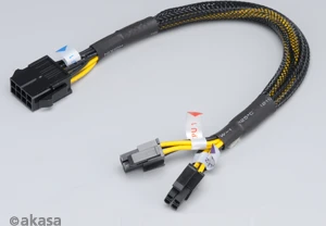 Akasa 4/8-Pin ATX12V Verlängerungskabel, 300mm, sleeved schwarz/gelb