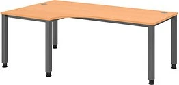 Hammerbacher Ergonomic Plus Q-Serie VQS82/6 Eckschreibtisch 200x120cm Buche/silber
