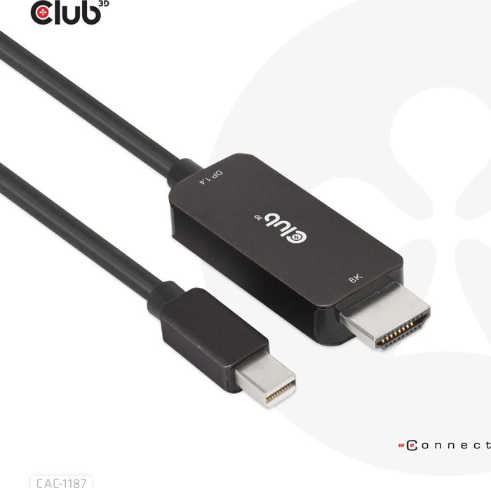 Club 3D Mini DisplayPort 1.4/HDMI 2.1 Adapterkabel schwarz, 1.80m