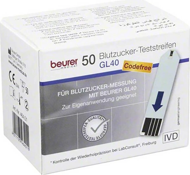 1001 Artikel Medical GL 40 Blutzucker-Teststreifen, 50 Stück