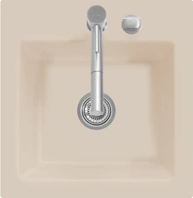 Villeroy & Boch Subway 50 S Einbau Becken mittig mit Ablauffernbedienung almond