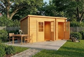 Alpholz Gartenhaus Maria inkl. Anbau 450x279cm braun