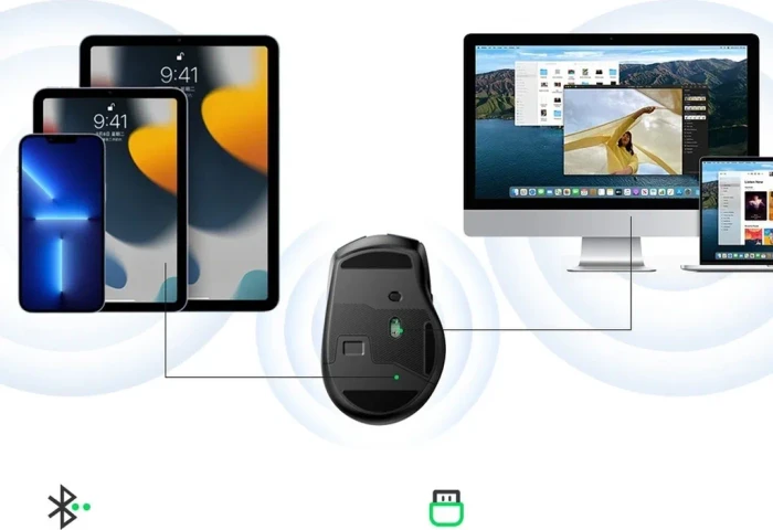 Ugreen MU006 Ergonomic Wireless Mouse, schwarz, USB/Bluetooth