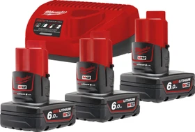 Milwaukee M12 High Output HNRG-122 Starterset 12V, 6.0Ah, Li-Ionen, 3 Akkus [18.0Ah] [216Wh]