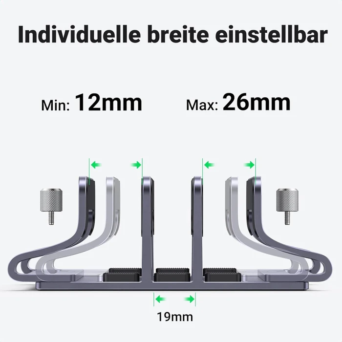 Ugreen Vertikaler Laptopständer, 3 Slot, grau, verstellbar