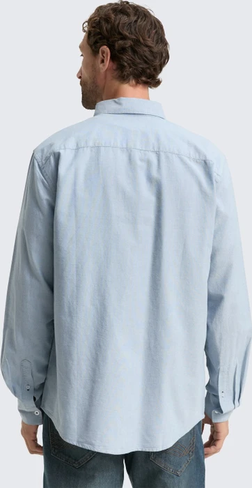 Tom Tailor Regular Fit Logo-Stickerei Hemd langarm light blue white chambray (Herren)