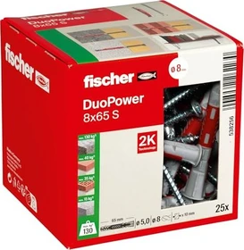fischer DuoPower 8x65 S Schrauben/Dübel-Sortiment, 25 Stück