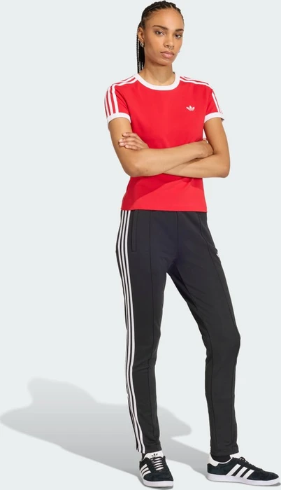 adidas 3-Streifen Slim T-Shirt kurzarm better scarlet/white (Damen)