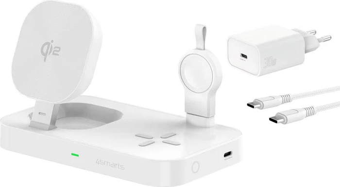4smarts Qi2 Ladestation Trident mit Charger für Samsung Watch weiß