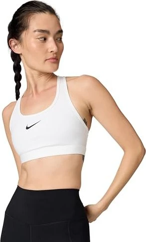 Nike Swoosh Medium Support Sport-BH white/stone mauve/black (Damen)