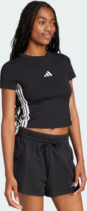 adidas Essentials 3-Streifen Slim Baby T-Shirt kurzarm schwarz/weiß (Damen)