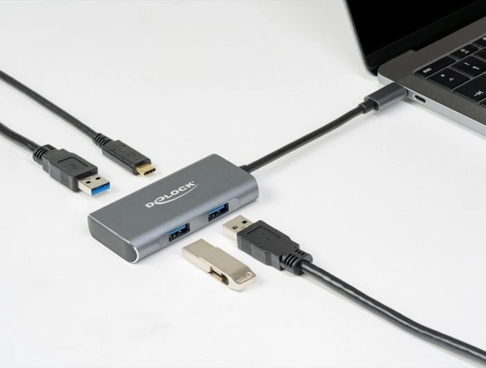 DeLOCK USB-Hub, 1x USB-C 3.1, 3x USB-A 3.1, USB-C 3.1 [Stecker]