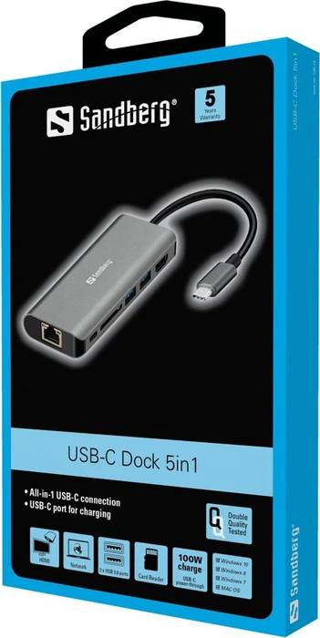 Sandberg USB-C 7-in-1 Hub, USB-C 3.0 [Stecker]