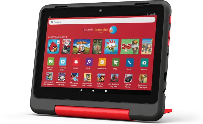 Amazon Fire HD 8 KFRAPWI 2024, ohne Werbung, schwarz/rot, 32GB, Marvel-Avengers-Design, Kids Pro Edition