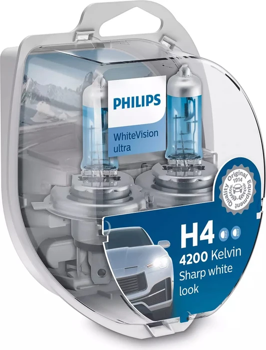 Philips WhiteVision ultra H4 60/55W, 2er-Pack Box