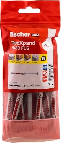 fischer DuoXpand 8x80 FUS B (10) Schrauben/Dübel-Sortiment, 10 Stück