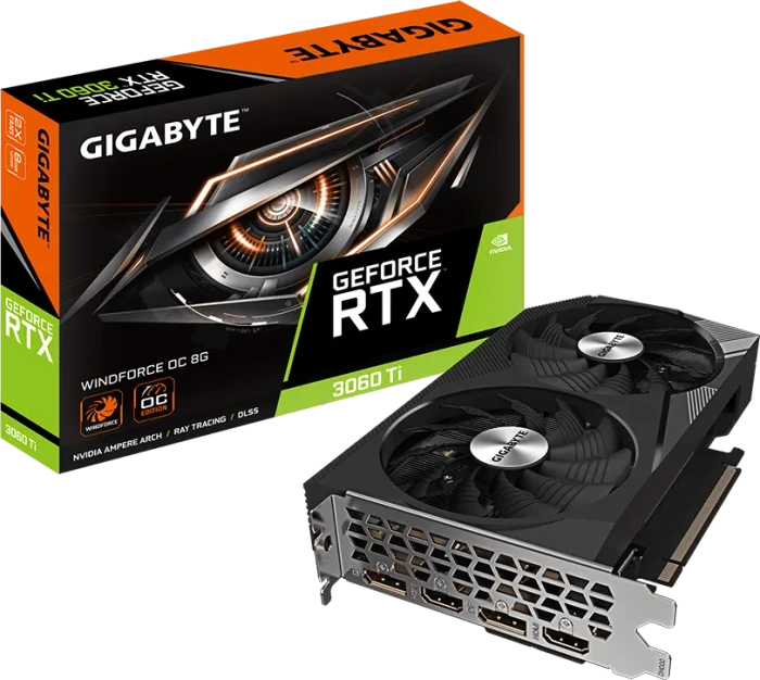 GIGABYTE GeForce RTX 3060 Ti Windforce OC 8G (LHR) (Rev. 2.0), 8GB GDDR6, 2x HDMI, 2x DP