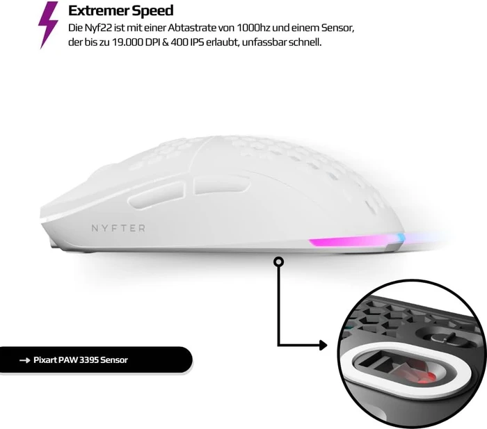 Nyfter NYF 22 Wireless Gaming Mouse White/Red, USB