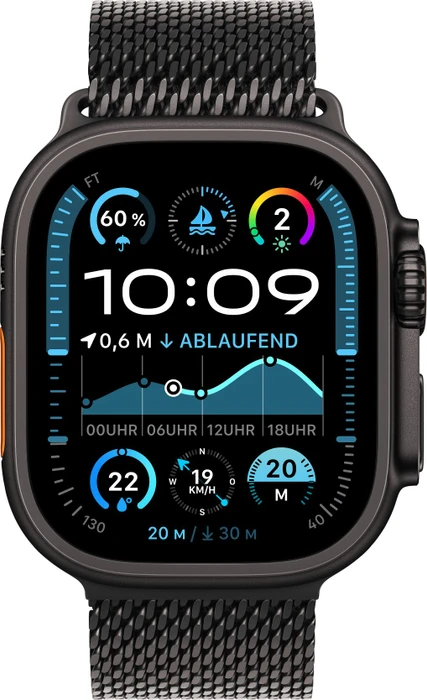 Apple Milanaise-Armband Titan Large für Apple Watch 49mm schwarz