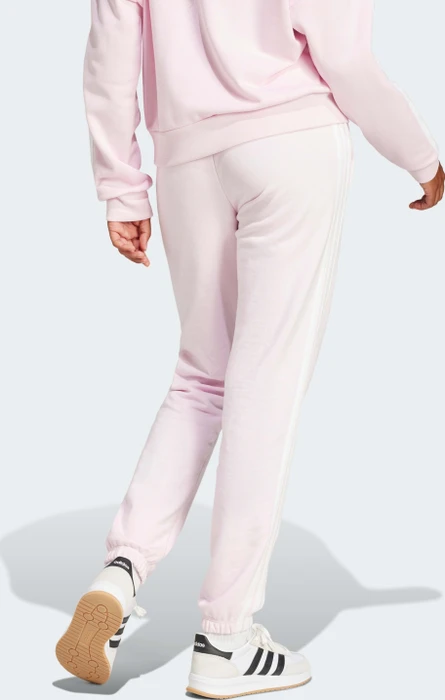 adidas Essentials 3-Streifen French Terry Cuffed Trainingshose lang clear pink/white (Damen)