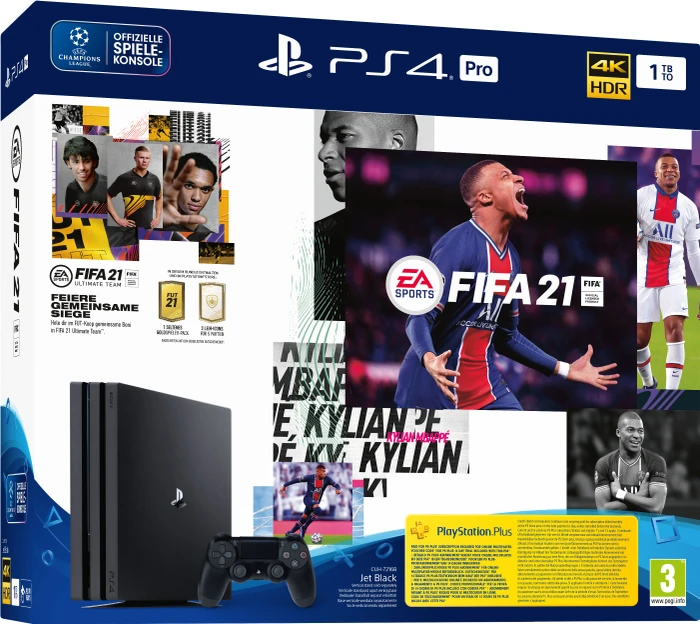 Sony PlayStation 4 Pro - 1TB inkl. 2 Controller FIFA 21 Bundle schwarz