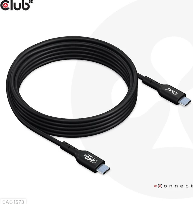 Club 3D USB-C 2.0 Kabel, 480Mb/s, 240W PD EPR, USB-C 2.0 Stecker auf USB-C 2.0 Stecker, 2m