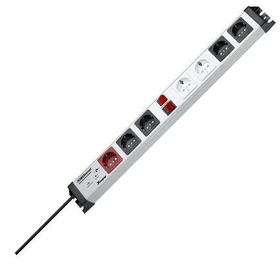 Kopp POWERversal 1+2+2x2 Master-Slave mit 2 Schaltern und Überspannungsschutz, 7-fach, 1.4m, schwarz/silber