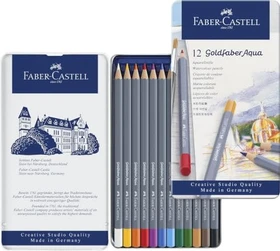 Faber-Castell Goldfaber Aqua Aquarellstift sortiert, Metalletui, 12er-Set