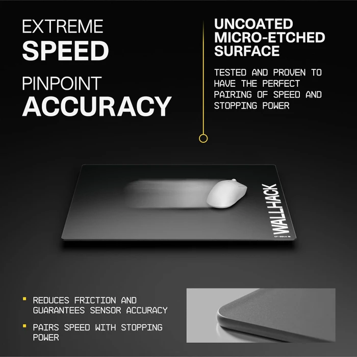 Wallhack SP-004A Glass Pad 4.0 Glas-Gaming-Mauspad, 450x390mm, schwarz