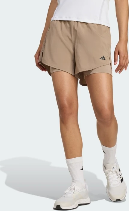 adidas Aeroready Made For Trainining Minimal 2in1 Hose kurz chalky brown/black (Damen)