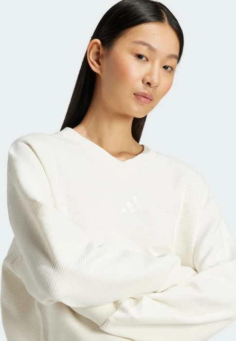 adidas ALL SZN Ribbed V-Neck Sweatshirt off white (Damen)