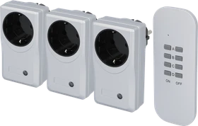 uniTEC 3+1 Micro, Funksteckdose mit Fernbedienung silber, Set (48111)