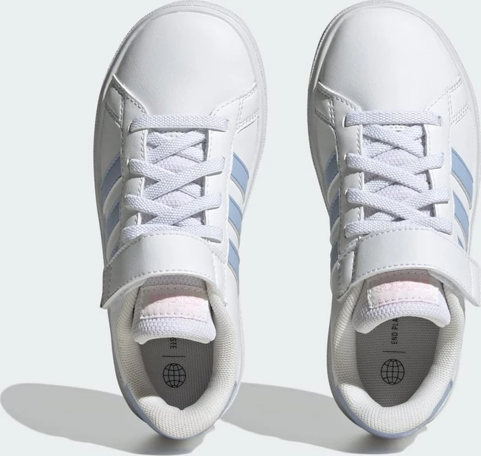 adidas Grand Court Court Elastic Lace and Top Strap cloud white/blue dawn/clear pink (Junior)