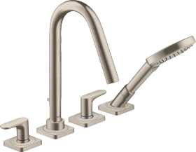 Hansgrohe Axor Citterio M 4-Loch Fliesenrandarmatur mit Hebelgriffen und Rosetten brushed nickel