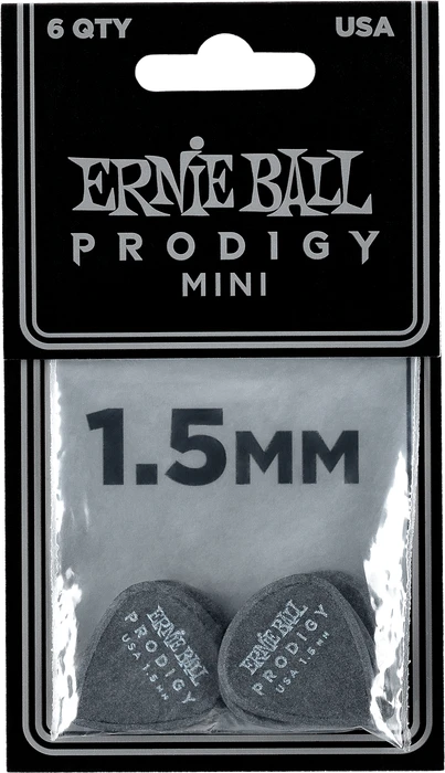 Ernie Ball Black Mini Prodigy Pick, 1.5mm, 6-Pack