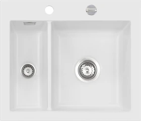 systemceram Mera 60 F Einbau Becken rechts mit Ablauffernbedienung satin