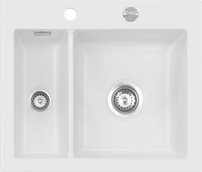 systemceram Mera 60 F Einbau Becken rechts mit Ablauffernbedienung satin