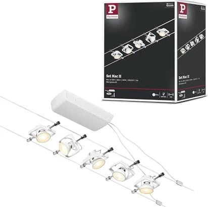 Paulmann CorDuo Mac II Basisset Seilsystem Spot GU5.3 weiß, 5 Stück