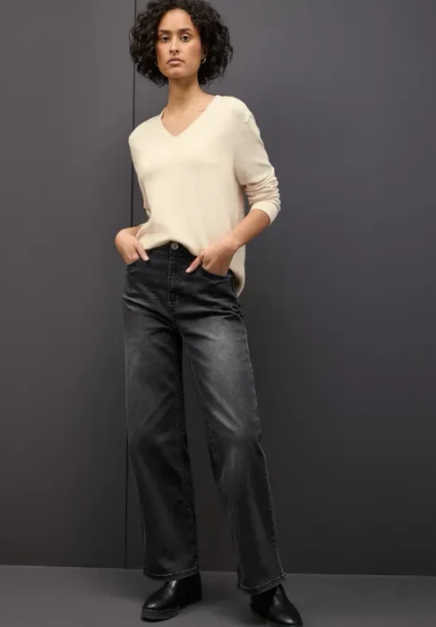 Street One Kuscheliger V-Neck Pullover soft beige (Damen)