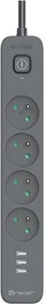 Tracer Surge protector TRACER Zebra mobile ready, 4-fach, 1.5m, graphit