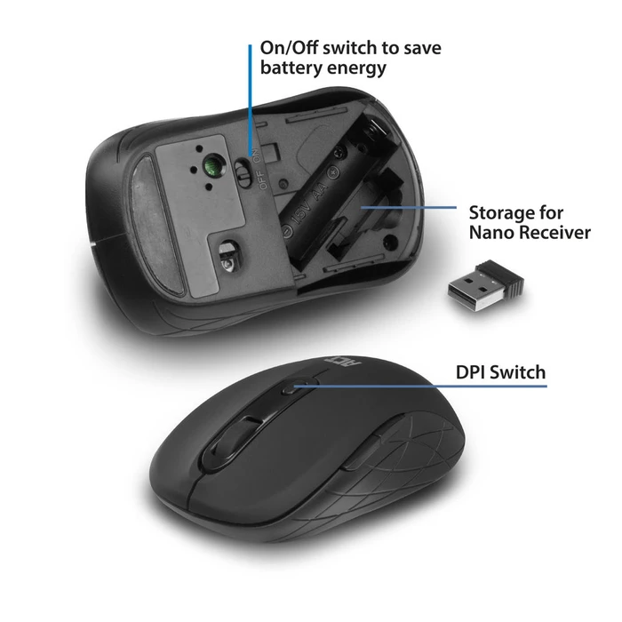 Act Wireless Mouse 1600dpi schwarz, USB